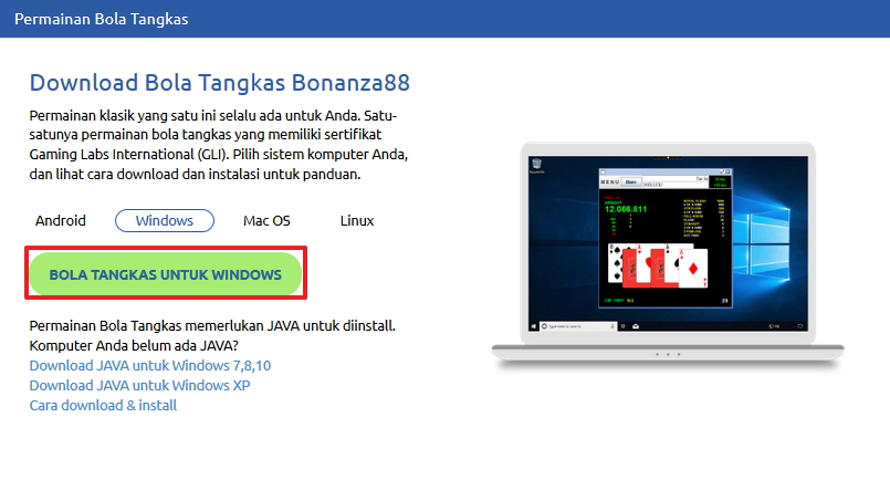 Screenshot panduan install permainan bola tangkas bonanza88 windows 17