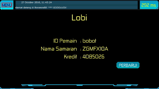 Screenshot lobby bola tangkas android Bonanza88