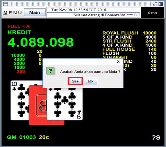 Screenshot permainan bola tangkas desktop Bonanza88 15