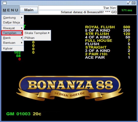 Screenshot permainan bola tangkas desktop Bonanza88 30