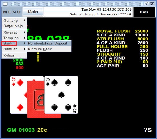 Screenshot permainan bola tangkas desktop Bonanza88 33