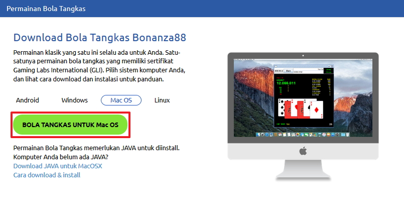 Screenshot panduan install permainan bola tangkas bonanza88 windows 11